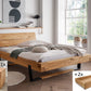 Balkenbett Lund Wildeiche mit Holzkopfteil und Metall-Holz-Kufen, Set mit 1-Nachttisch und 2-Bettkästen