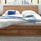 Bett Venedig Wildeiche massiv geölt, Holz-Kopfteil mit Bettkasten und Nachttischen